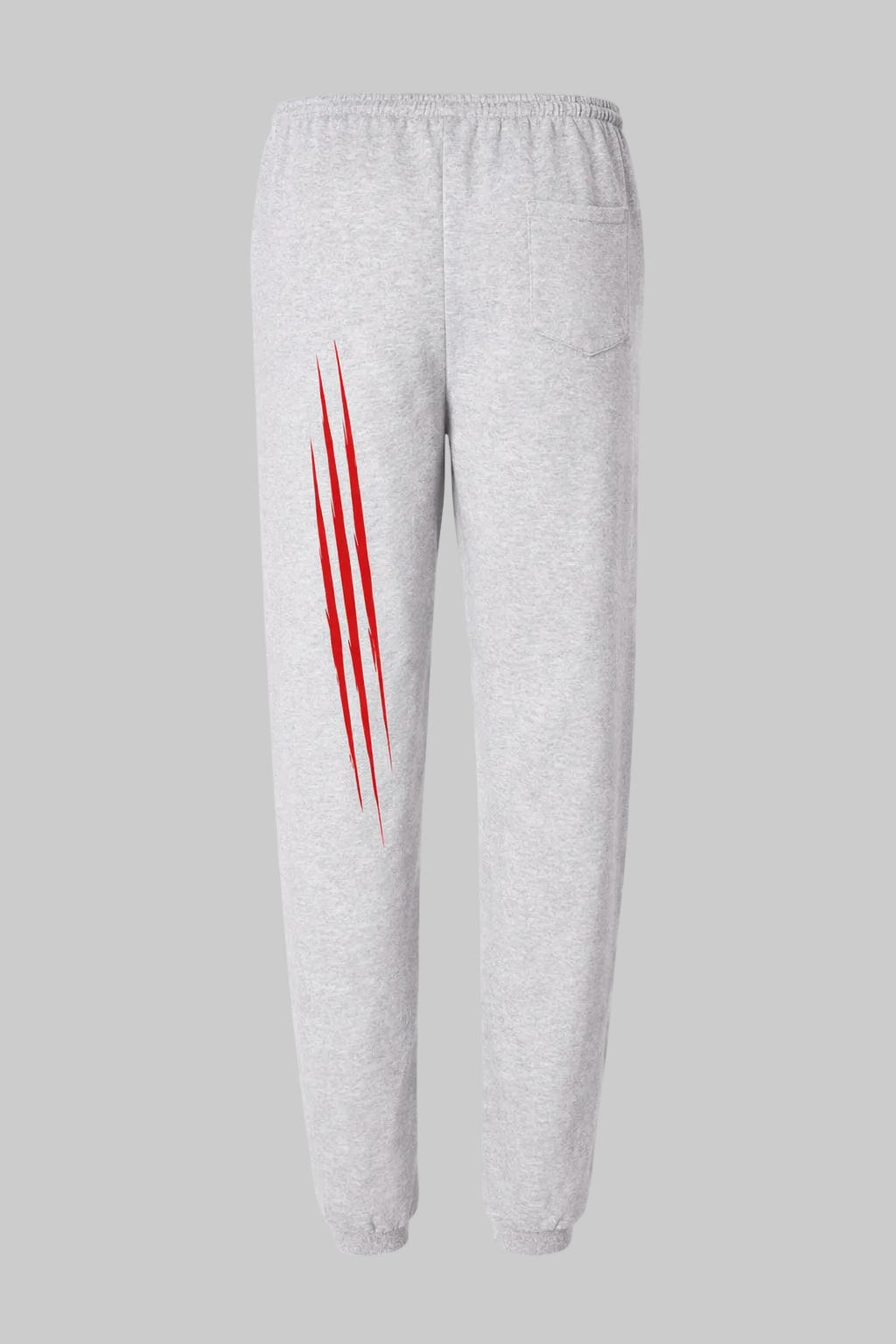 Gray sweatpants with red stripes on a white background